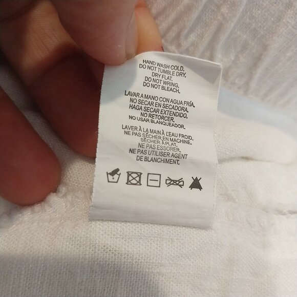 Thread & Supply Linen Blend Pants Womens XS White Wide Leg Crop Coastal Pull On, - Picture 12 of 12